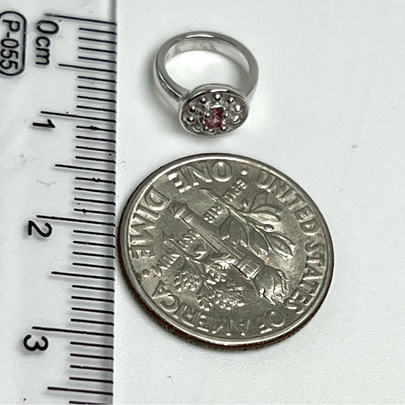 10K White Gold Pink Tourmaline Birthstone Ring Charm Pendant .72 grams - New - Picture 6 of 8